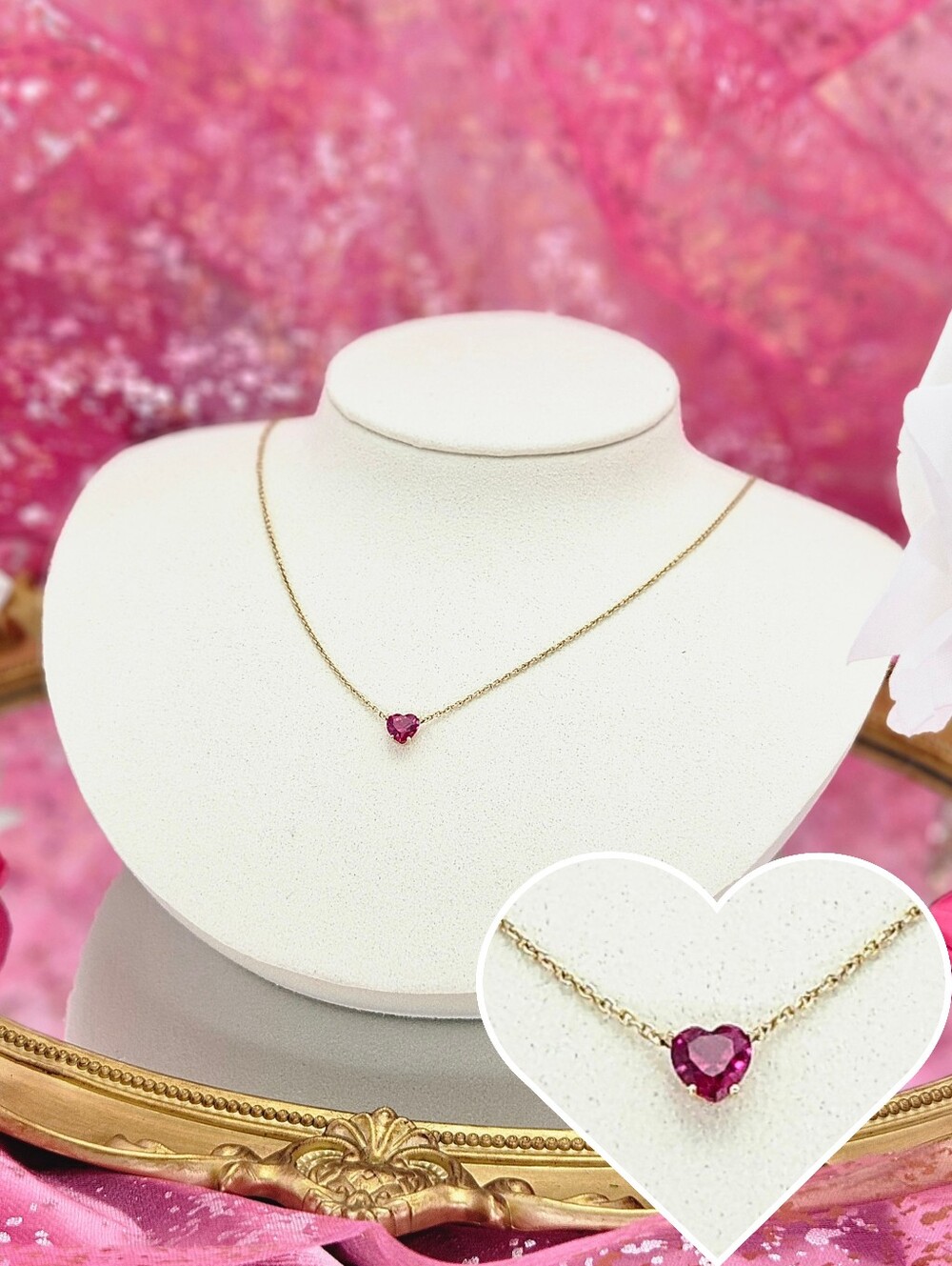 Nadri Heart Pendant Necklace Pink Gold Plated Minimalist Love Dainty Formal Gift